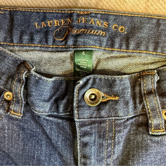 Lauren Jeans Co. Bootcut Stretch Jeans Blue Denim Logo Button Pockets Women Sz 4 - Picture 4 of 14